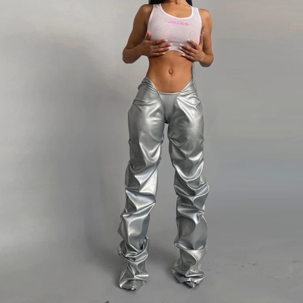 SILVER V CUT VEGAN TROUSER🔥🌪️